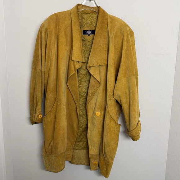 VINTAGE GENUINE LEATHER SUEDE CACOON SHAPED JACKET SZ L - Picture 2 of 11